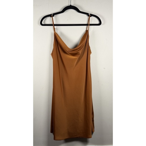 Urban Outfitters Dresses & Skirts - Urban Outfitters Cowl neck Brown slip tank dress Med Adjustable Cocktail Short